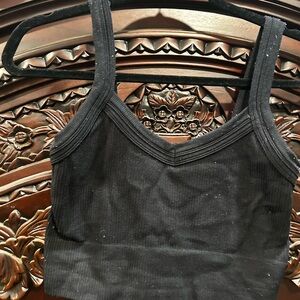 Stylish Black Ribbed Tank Top